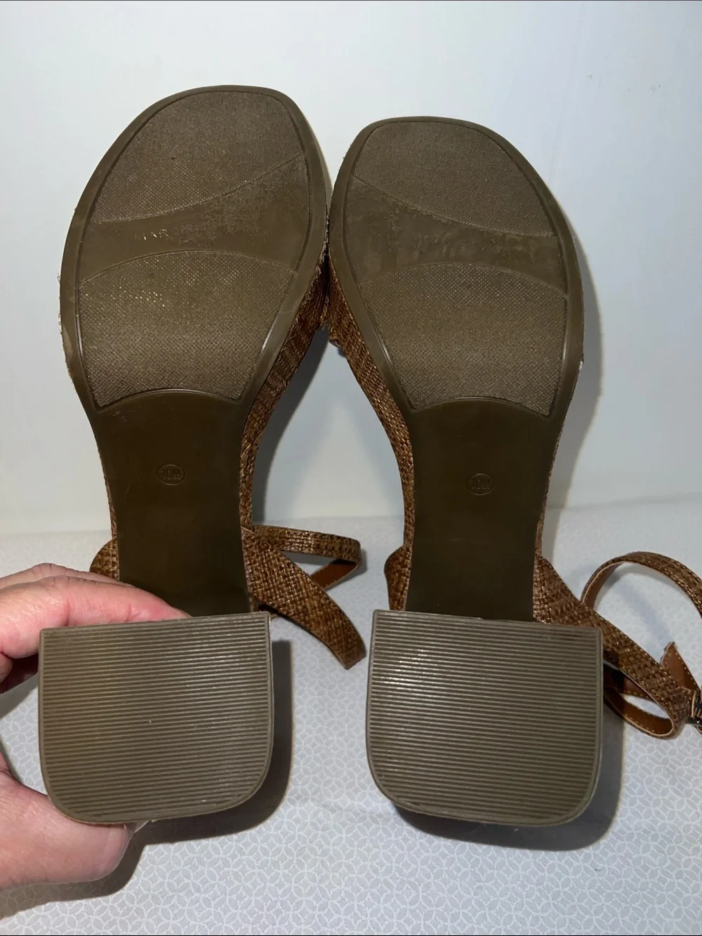 Marc Fisher Brown Woven Platform Block Heels